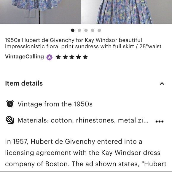 Vtg 1957 Givenchy x Kay Windsor Floral Dress - Picture 3 of 10